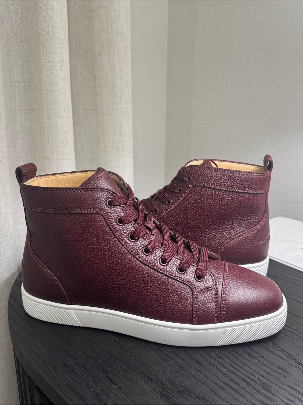 Christian Louboutin Louis High-Top Sneakers Leather Burgundy 42